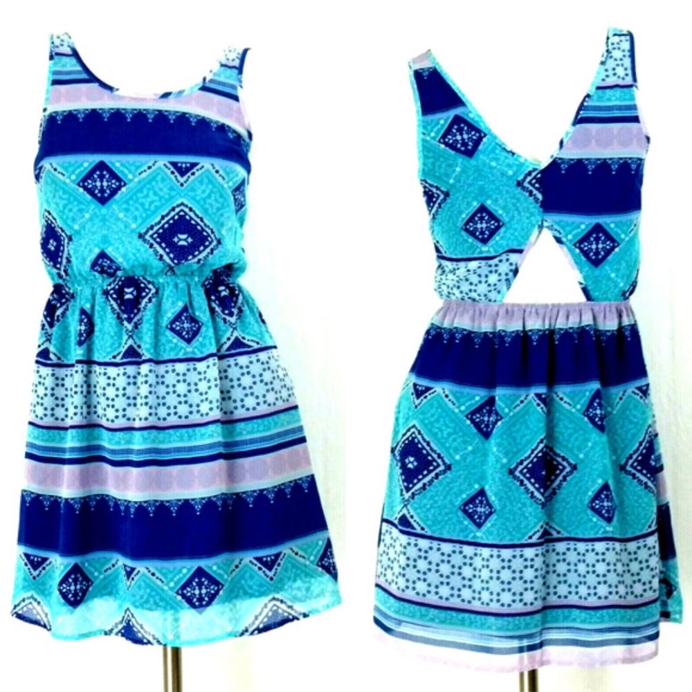 H&M Cutout Back Chiffon Sleeveless Blouson Dress